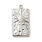 Non-Tarnish 304 Stainless Steel Pendants, Rectangle with Star Charm, Stainless Steel Color, 26x13.5x2.5mm, Hole: 2mm