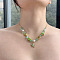Alloy Enamel Pendant Resin & Imitation Pearl Beaded Necklaces for Women, Golden, Starfish, 15.75 inch(40cm)