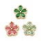 Brass Micro Pave Cubic Zirconia Slide Charms, Long-Lasting Plated, Flower, Golden, 13x6mm, Hole: 1.5x3.5mm and 10x1.5mm