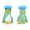 Handmade Lampwork Beads, No Hole, Penguin, Medium Sea Green, 26~27.5x16~17x14.5~15mm