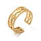 Ion Plating(IP) 304 Stainless Steel Rhombus Open Cuff Ring for Men Women, Real 18K Gold Plated, US Size 8 1/2(18.5mm)