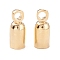 Brass Cord Ends, End Caps, Long-Lasting Plated, Column with Loop, Real 24K Gold Plated, 9.5x4mm, Hole: 1.6mm, Inner Diameter: 3mm