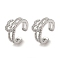 Rack Plating Brass Micro Pave Clear Cubic Zirconia 2-Strand Heart Cuff Earrings for Women, Cadmium Free & Lead Free, Long-Lasting Plated, Platinum, 15x7mm