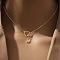 Heart Letter Brass Micro Pave Clear Cubic Zirconia Initial Lariat Necklaces, Golden, Letter M, 13.78~17.72 inch(35~45cm)