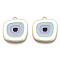 Alloy Enamel Pendants, Cadmium Free & Lead Free, Light Gold, Square Vortex, Creamy White, 25x22x2mm, Hole: 1.8mm