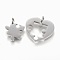 Non-Tarnish 304 Stainless Steel Split Pendants, Heart with Puzzle, Stainless Steel Color, 24x28x2.5mm, Hole: 5mm, 17.5x17.5x2.5mm, Hole: 5mm