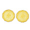 Polyester Woven Pendant Decorations, with Iron Findings, Flat Round with Star, Light Gold, Gold, 40x2mm