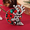 Christmas Theme Golden Alloy Rhinestone Brooch Pin, Colorful, Deer