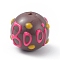 Opaque Painted Glass Beads, Hand Drawn Beads, Round with Handmade Enamel Smearing BOOi, Rosy Brown, 13.5x13mm, Hole: 1.4mm