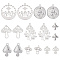 16Pcs 8 Style 201 & 304 Stainless Steel Charms, Mushroom, Stainless Steel Color, 13~34x12~30x1~3mm, Hole: 1.2~1.8mm, 2pcs/style