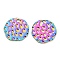 304 Stainless Steel Pendants, Textured, Flat Round Charm, Rainbow Color, 15x1mm, Hole: 1.8mm