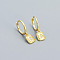 Square with Star 925 Sterling Silver Pave Green Cubic Zirconia Hoop Dangle Earrings for Women, Golden