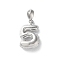 Brass Pendants, Number Charms, Rack Plating, Long-Lasting Plated, Lead Free & Cadmium Free, Platinum, 14.5x10x4mm, Hole: 4x2.5mm