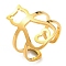 304 Stainless Steel Hollow Cat Open Cuff Ring, Golden, Inner Diameter: 18mm