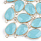 Natural White Jade Links connectors, with Brass Findings, Nickel Free, Faceted, Dyed, teardrop, Golden, 27.5x14.5~15x6~6.5mm, Hole: 2mm