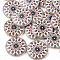 Printed Wooden Pendants, Flat Round, Beige, 30x5mm, Hole: 1mm