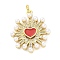 Brass Micro Pave Cubic Zirconia Enamel ABS Imitation Pearl Pendants, Heart Charms, with Jump Ring, Cadmium Free & Lead Free, Real 16K Gold Plated, Red, 24.5x21x4.5mm