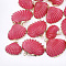 Spray Paint & Electroplate Sea Shell Pendants, with Iron Findings, Light Gold, Crimson, 16~26x17~28x7~10mm, Hole: 2mm