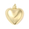Rack Plating Brass Pendants, Cadmium Free & Lead Free, with Jump Ring, Puffed Heart Charms, Real 18K Gold Plated, 20x18x9.5mm, Hole: 3mm