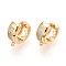Brass Micro Pave Cubic Zirconia Hoop Earring Finding, Lead Free & Nickel Free & Cadmium Free, Ring, Real 18K Gold Plated, 15x13.5x7mm, Hole: 1.2mm, Pin: 0.9mm