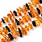 Natural Amber Beads Strands, Chip, with Seed Beads, Orange, 2~4.5x8~17x7~9.5mm, Hole: 0.7mm, about 72~75pcs/strand, 15.43~15.88''(39.2~39.7cm), bead: 3mm in diameter, 2mm thick