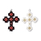 Seed Beads Beaded Charms, with Jump Ring, Cross Pendant, Mixed Color, 35.5x28x5mm, Hole: 3mm, 2pcs/set