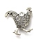 Alloy Pendants, Antique Silver Charms, Cock, 23x20.5x3mm, Hole: 1.8mm