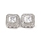 Brass Micro Pave Clear Cubic Zirconia Beads, Cadmium Free & Nickel Free & Lead Free, Square, Platinum, 11.5x11.5x7mm, Hole: 1.8mm