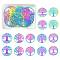 14Pcs 7 Styles Ion Plating(IP) 201 Stainless Steel Filigree Pendants, Etched Metal Embellishments, Rainbow Color, 27~43x25~40x0.2~0.3mm, Hole: 1~1.6mm, 2pcs/style