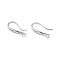 Brass Earring Hooks, Cadmium Free & Nickel Free & Lead Free, Ear Wire with Loops, Real Platinum Plated, 22 Gauge, 20x2mm, Hole: 2.7mm, Pin: 0.6mm