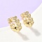 Heart Brass Micro Pave Clear Cubic Zirconia Hoop Earrings, Rack Plating, Long-Lasting Plated, Cadmium Free & Lead Free, Real 18K Gold Plated, 13.5x15x4.5mm