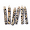 Top Golden Plated Natural Dalmatian Jasper Pendants, with Golden Tone Iron Loops, Bar, 44~45x5.5x3mm, Hole: 2mm