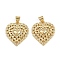 Brass Micro Pave Clear Cubic Zirconia Pendants, Heart, Real 16K Gold Plated, 22x20x3.5mm, Hole: 3x4mm