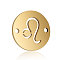 201 Stainless Steel Links connectors, Flat Round with Constellation, Golden, Leo, 12x0.8mm, Hole: 0.8mm
