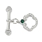 Brass Micro Pave Clear Cubic Zirconia Toggle Clasps, Cadmium Free & Nickel Free & Lead Free, with Glass, Platinum, Rings: 14.5x12.5x2mm, Hole: 1mm, Bar: 21x6x4.5mm, Hole: 1.2mm