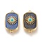 Natural Lapis Lazuli & Turquoise Links Connectors, with Long-lasting Plated Real 18K Gold Plated Brass Findings, Rectangle, 28x16x6.2mm, Hole: 1.2mm