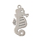 Brass Etched Metal Embellishments Pendants, Long-Lasting Plated, Cadmium Free & Nickel Free & Lead Free, Sea Horse, Platinum, 21x10x0.3mm, Hole: 1.2mm
