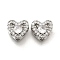 Brass Micro Pave Clear Cubic Zirconia and Glass Multi-Strand Links, Cadmium Free & Nickel Free & Lead Free, Heart, Real Platinum Plated, 9x10x6.5mm, Hole: 1.8mm