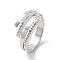 Crystal Rhinestone Multi Lines Finger Ring, 304 Stainless Steel Jewelry for Women, Stainless Steel Color, US Size 6~9 1/4(16.5~19.1mm)