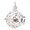 Rack Plating Brass Cage Pendants, Nickel Free, For Chime Ball Pendant Necklaces Making, Hollow Round with Heart, Silver Color Plated, 30x29x24mm, Hole: 5x6mm, inner measure: 19mm