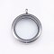 304 Stainless Steel Magnetic Floating Locket Pendants, with Glass, Flat Round, Clear, Stainless Steel Color, 37x30x6.5mm, Hole: 4.5mm, Inner Diameter: 23mm