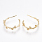 Brass Stud Earring Findings, Half Hoop Earrings, For Half Drilled Beads, Branch, Nickel Free, Real 18K Gold Plated, 23x8mm, Pin: 0.8mm