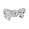 Brass Micro Pave Clear Cubic Zirconia Fold Over Clasps, Cadmium Free & Nickel Free & Lead Free, Bowknot, Platinum, 14x25x14mm