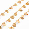 Handmade Brass Link Chains, Soldered, with Spool, Heart, Real 18K Gold Plated, 10x3x0.5mm and 3.5x0.5mm, about 16.4 Feet(5m)/roll