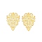 Iron Filigree Joiners Links, Etched Metal Embellishments, Leaf, Golden, 47.5x35x0.5mm