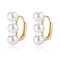 Triple Shell Pearl Beaded Hoop Earrings, Brass Jewelry for Women, Golden, 18x19.3mm, Pin: 1mm