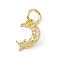 Brass Micro Pave Cubic Zirconia Charms, with Jump Ring, Cadmium Free & Lead Free, Moon & Star Charms, Real 18K Gold Plated, 13x8x1mm, Hole: 3mm