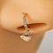Brass Micro Pave Clear Cubic Zirconia Dangle Hoop Nose Rings, Golden, Fish, Inner Diameter: 8mm
