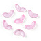 Spray Painted Transparent Glass Beads, Leaf, Pink, 6.5x14x4.5mm, Hole: 1mm