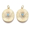 Brass Pendant Cabochon Settings, with Acrylic Rhinestone and Jump Ring, Oval, Nickel Free, Real 18K Gold Plated, Sky Blue, Tray: 16x19mm, 23x18x4mm, Hole: 3mm